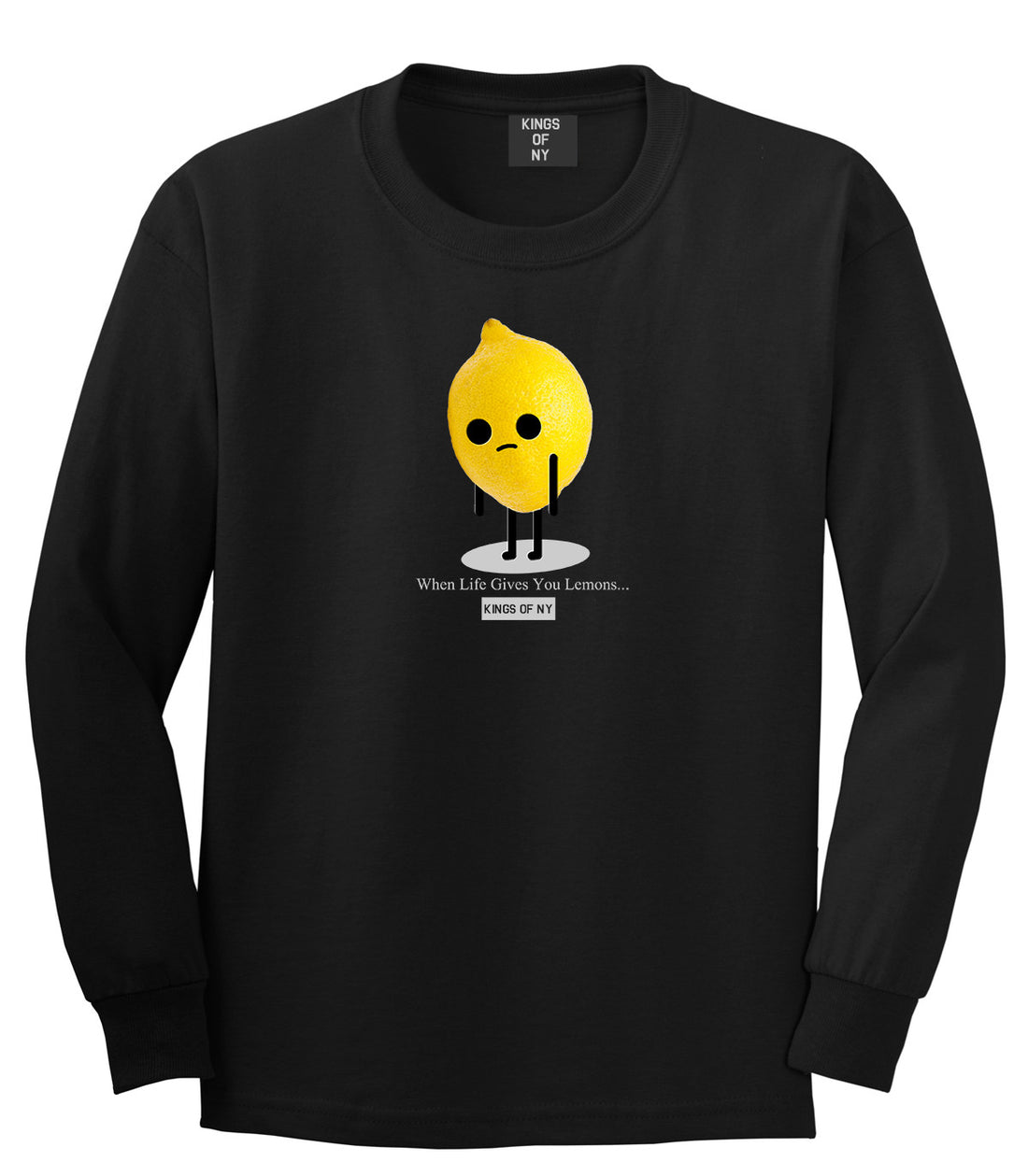 Sad Lemon Long Sleeve T-Shirt in Black
