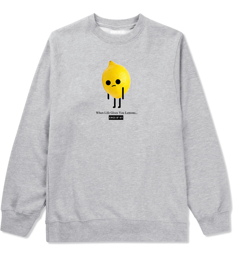 Sad Lemon Crewneck Sweatshirt in Grey