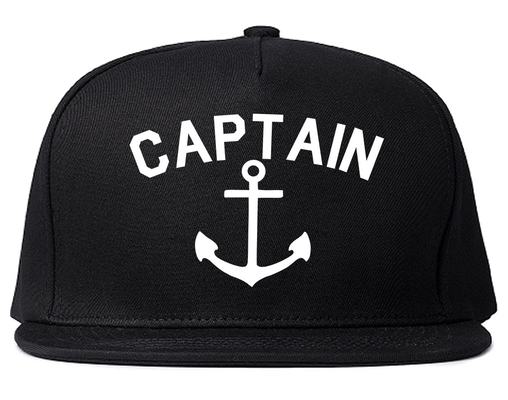 Sailing Captain Anchor Snapback Hat Black