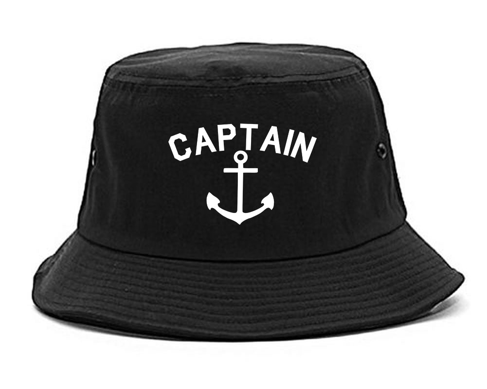 Sailing Captain Anchor Bucket Hat Black