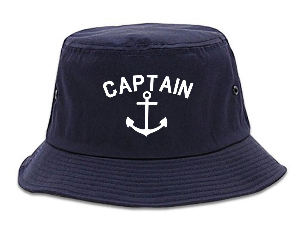 Sailing Captain Anchor Bucket Hat Blue