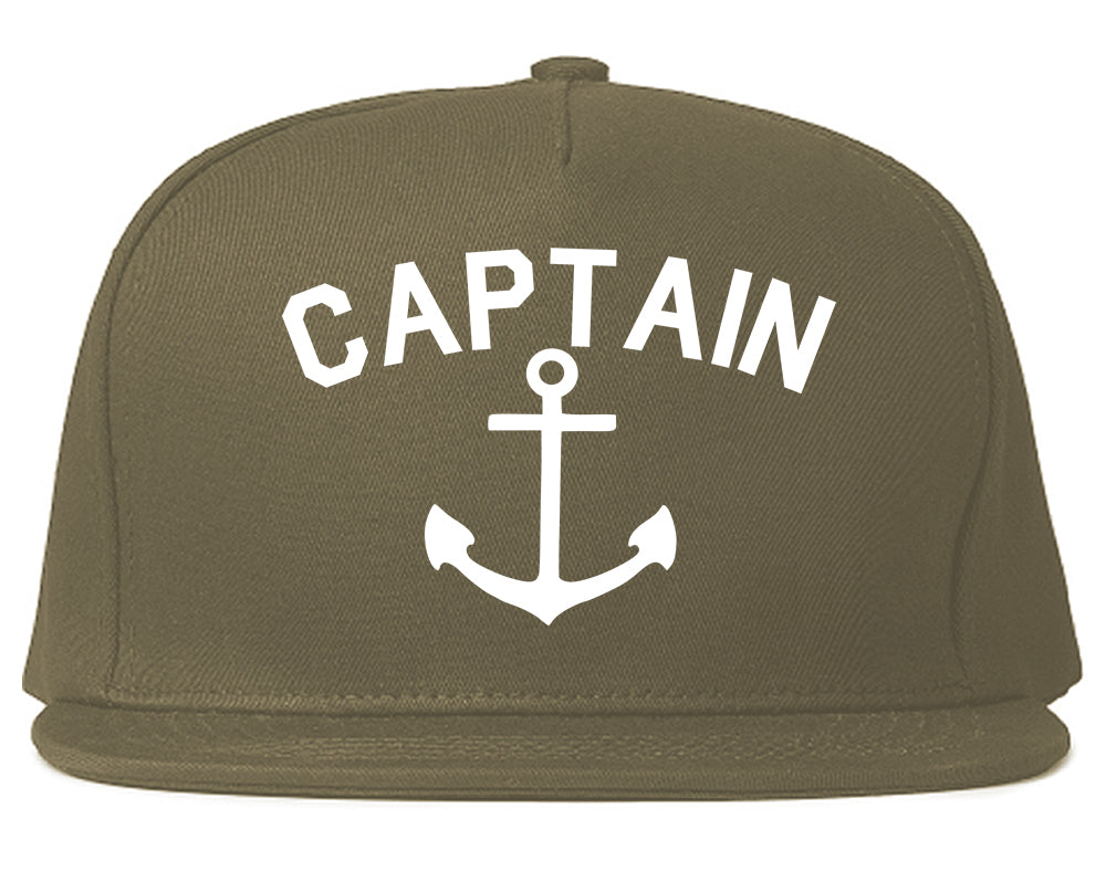 Sailing Captain Anchor Snapback Hat Grey