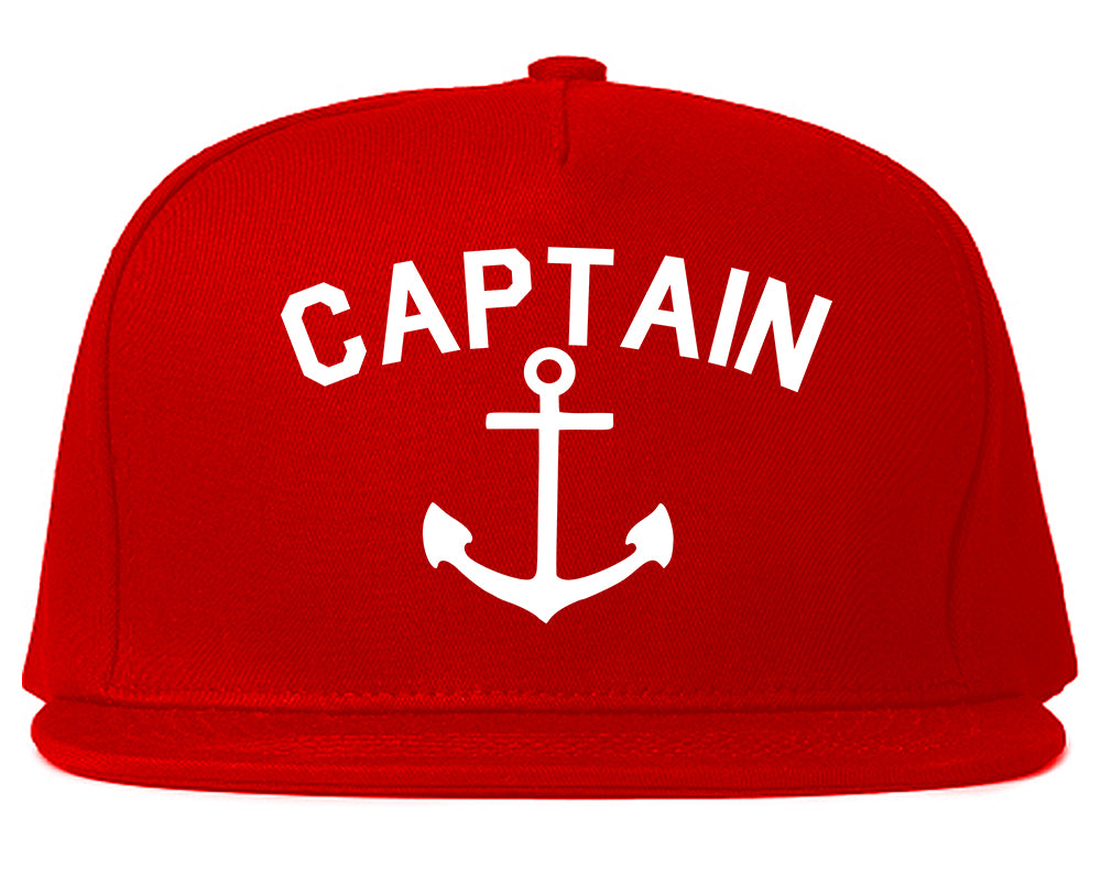 Sailing Captain Anchor Snapback Hat Red