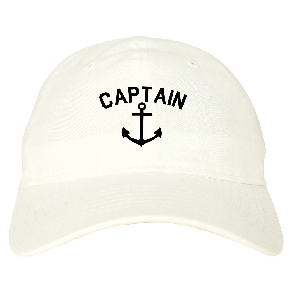 Sailing Captain Anchor Dad Hat Baseball Cap White
