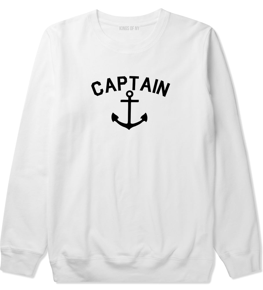 Sailing Captain Anchor White Crewneck Sweatshirt by Kings Of NY