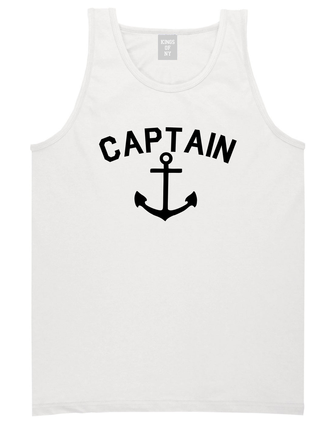 Sailing Captain Anchor White Tank Top Shirt by Kings Of NY