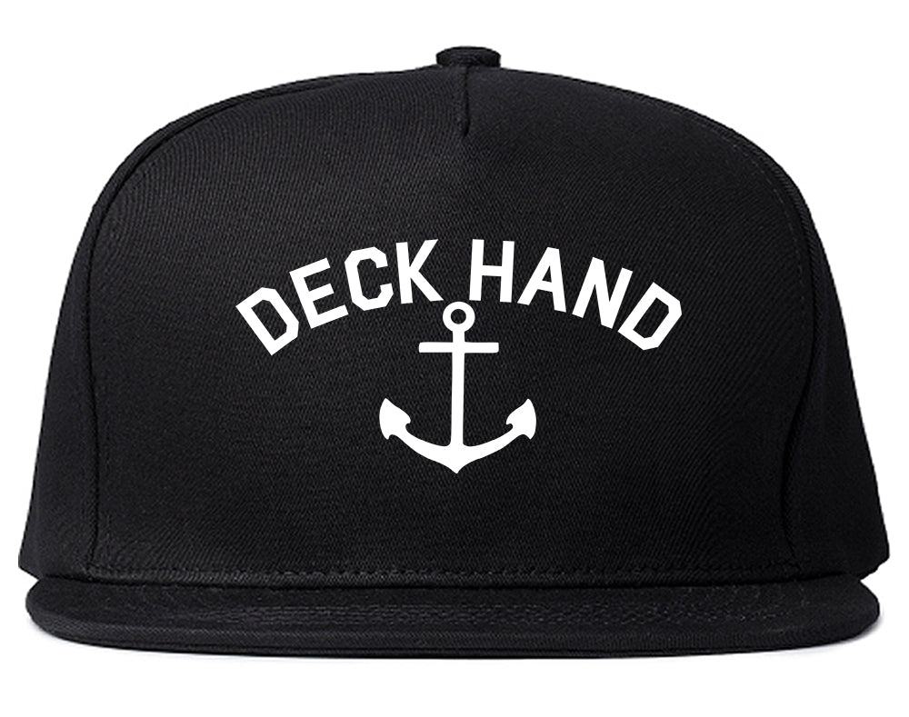 Sailing_Deckhand_Anchor Black Snapback Hat