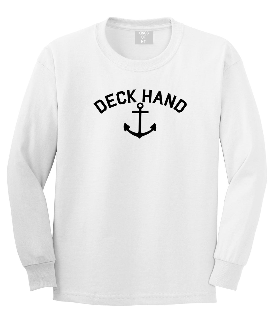 Sailing Deckhand Anchor Mens White Long Sleeve T-Shirt by KINGS OF NY