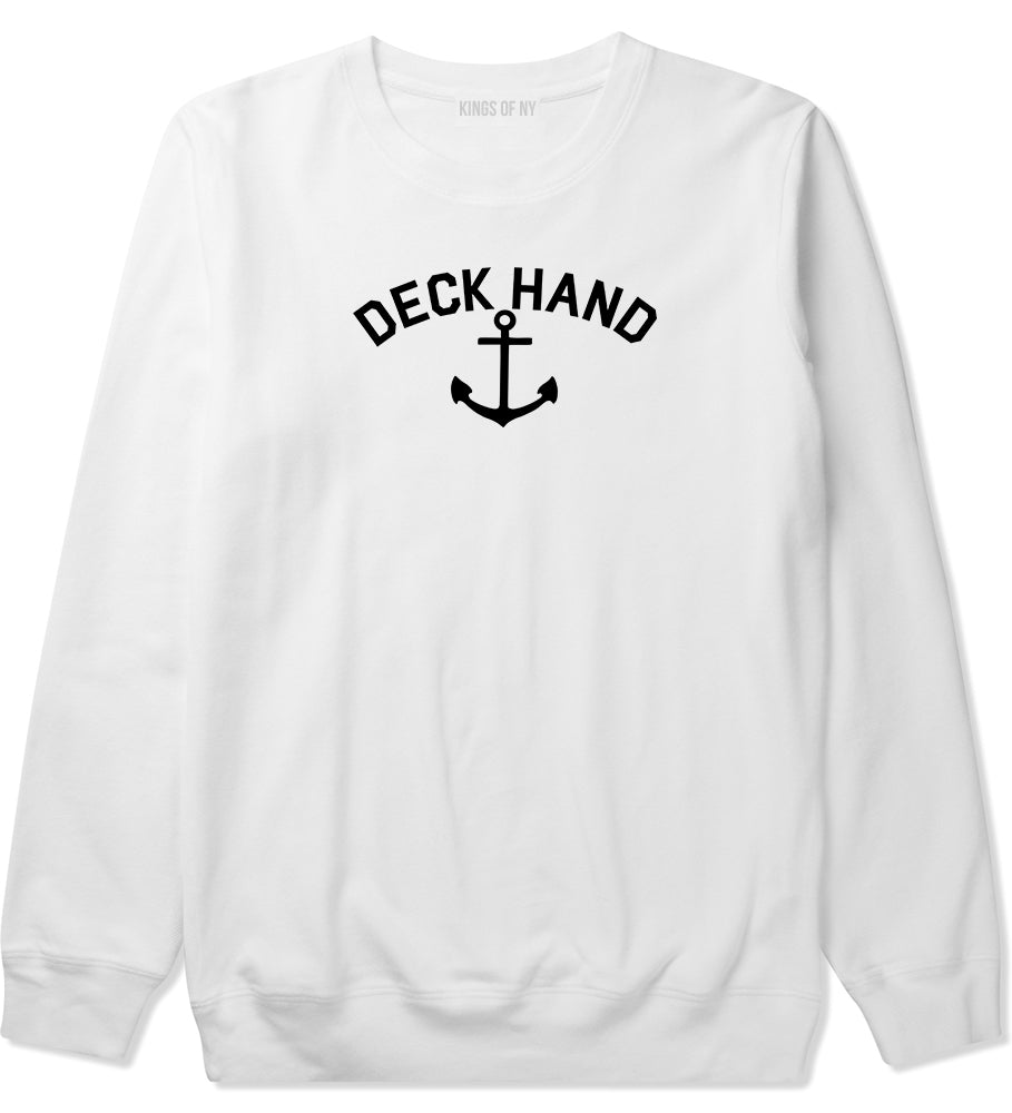 Sailing Deckhand Anchor Mens White Crewneck Sweatshirt by KINGS OF NY
