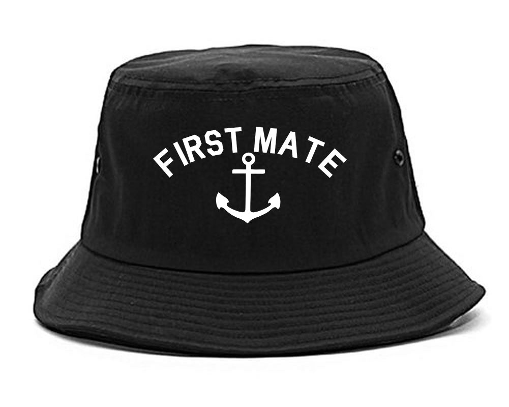 Sailing_First_Mate_Anchor Black Bucket Hat