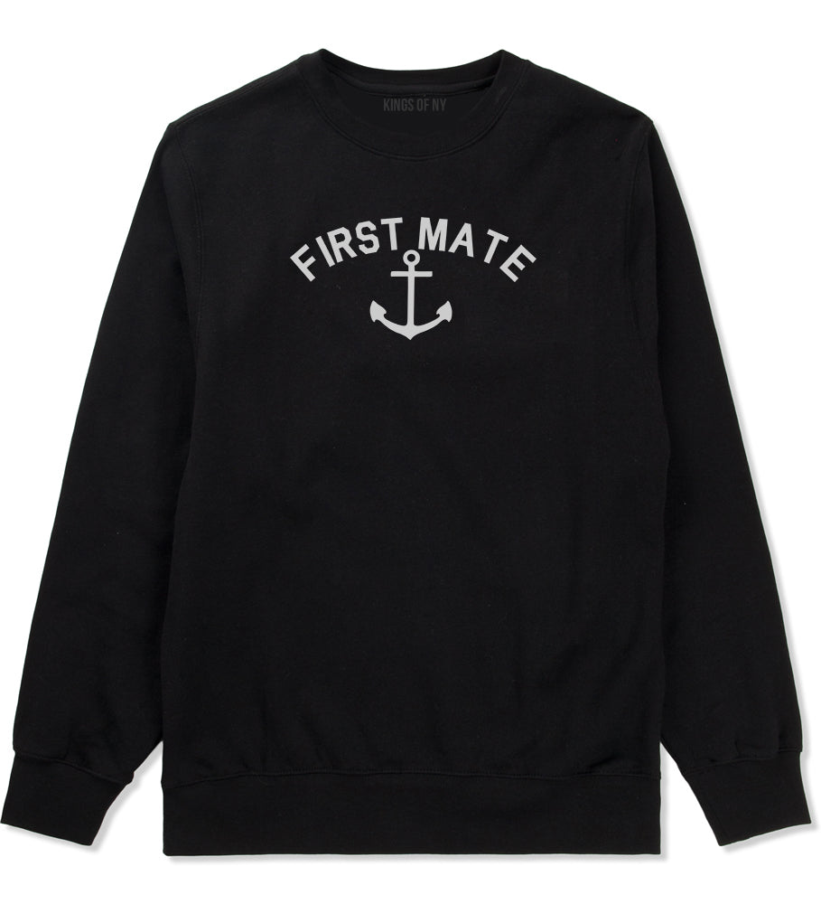 Sailing First Mate Anchor Mens Black Crewneck Sweatshirt by KINGS OF NY