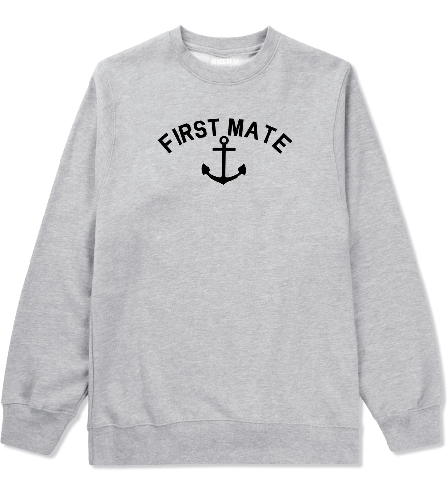 Sailing First Mate Anchor Mens Grey Crewneck Sweatshirt by KINGS OF NY