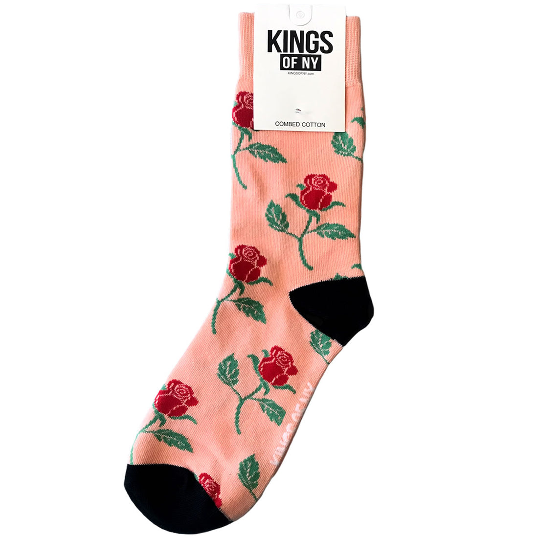 Pink Red Rose Floral Print Mens Socks