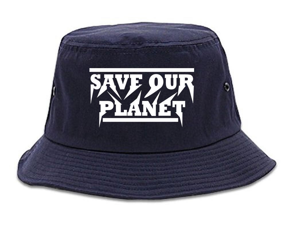 Save Our Planet Mens Bucket Hat Navy Blue