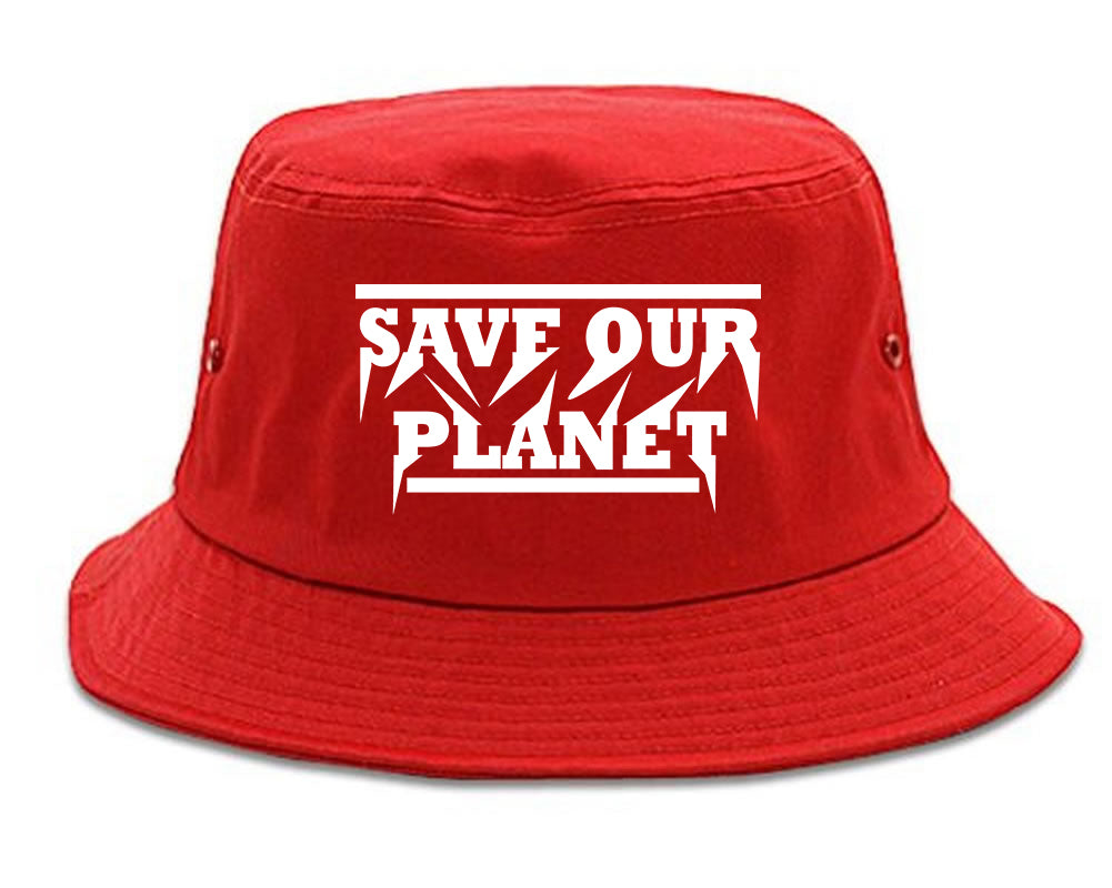 Save Our Planet Mens Bucket Hat Red