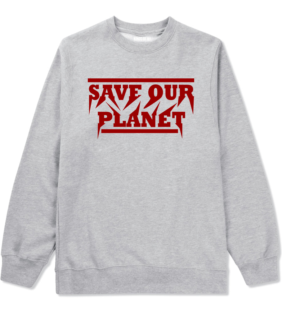 Save Our Planet Mens Crewneck Sweatshirt Grey