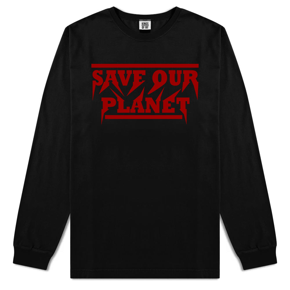 Save Our Planet Mens Long Sleeve T-Shirt Black
