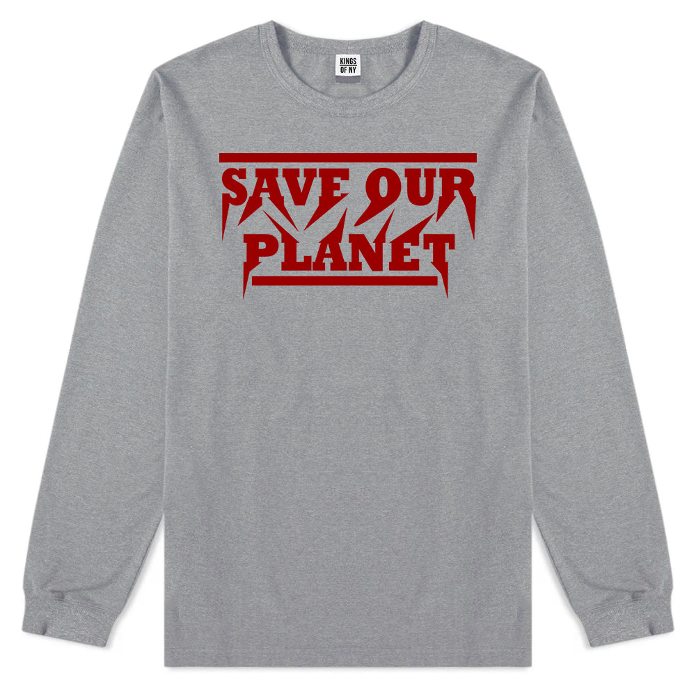Save Our Planet Mens Long Sleeve T-Shirt Grey