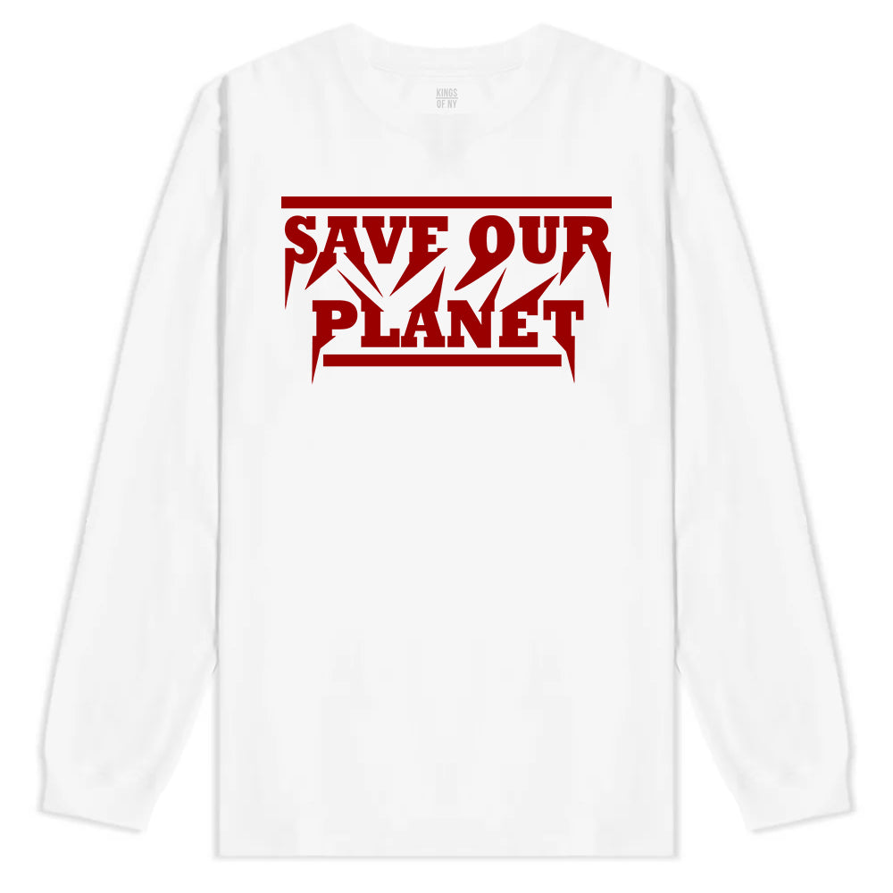 Save Our Planet Mens Long Sleeve T-Shirt White