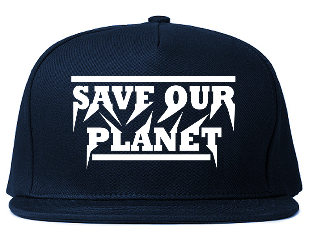 Save Our Planet Mens Snapback Hat Navy Blue