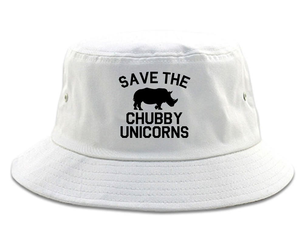 Save The Chubby Unicorns Funny Mens Bucket Hat White