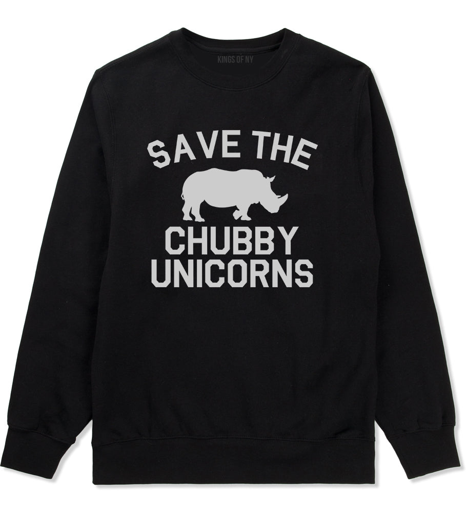 Save The Chubby Unicorns Funny Mens Crewneck Sweatshirt Black