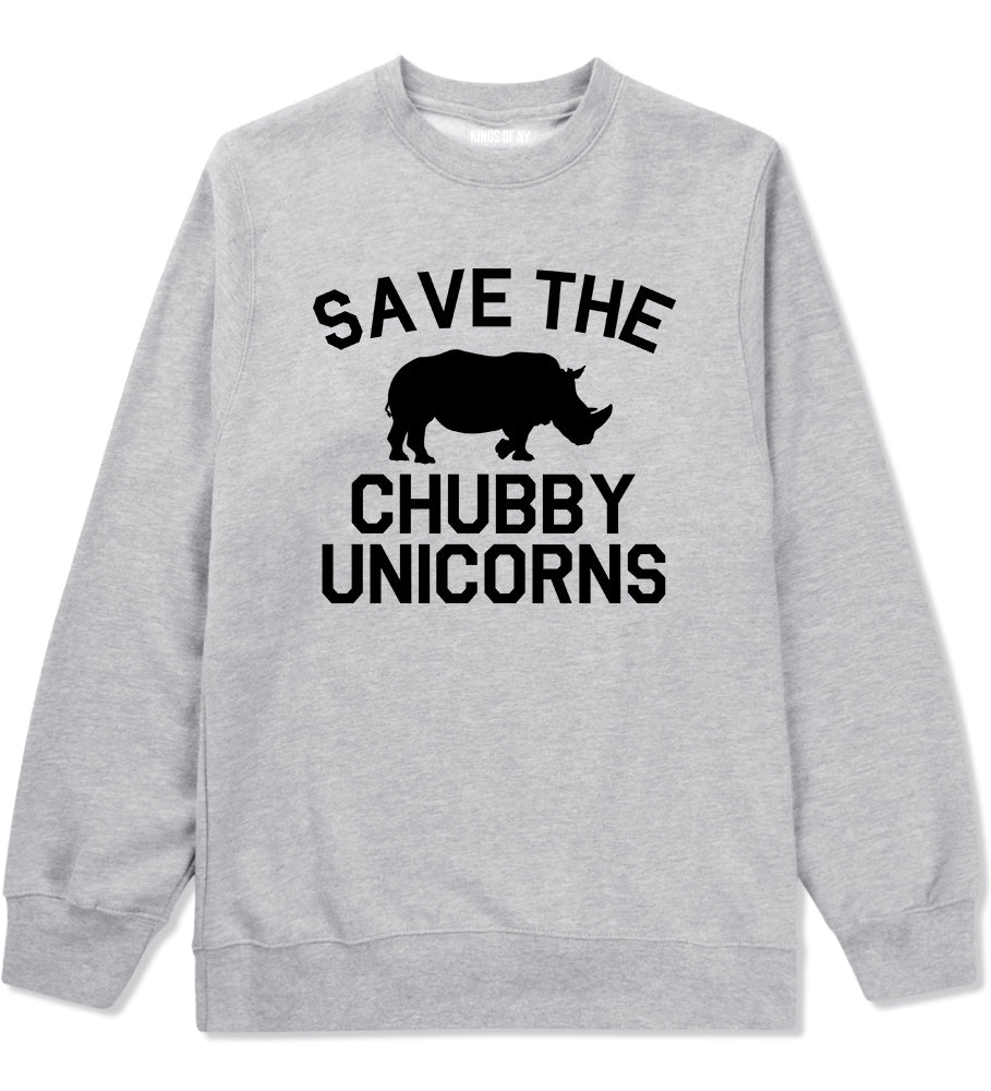 Save The Chubby Unicorns Funny Mens Crewneck Sweatshirt Grey