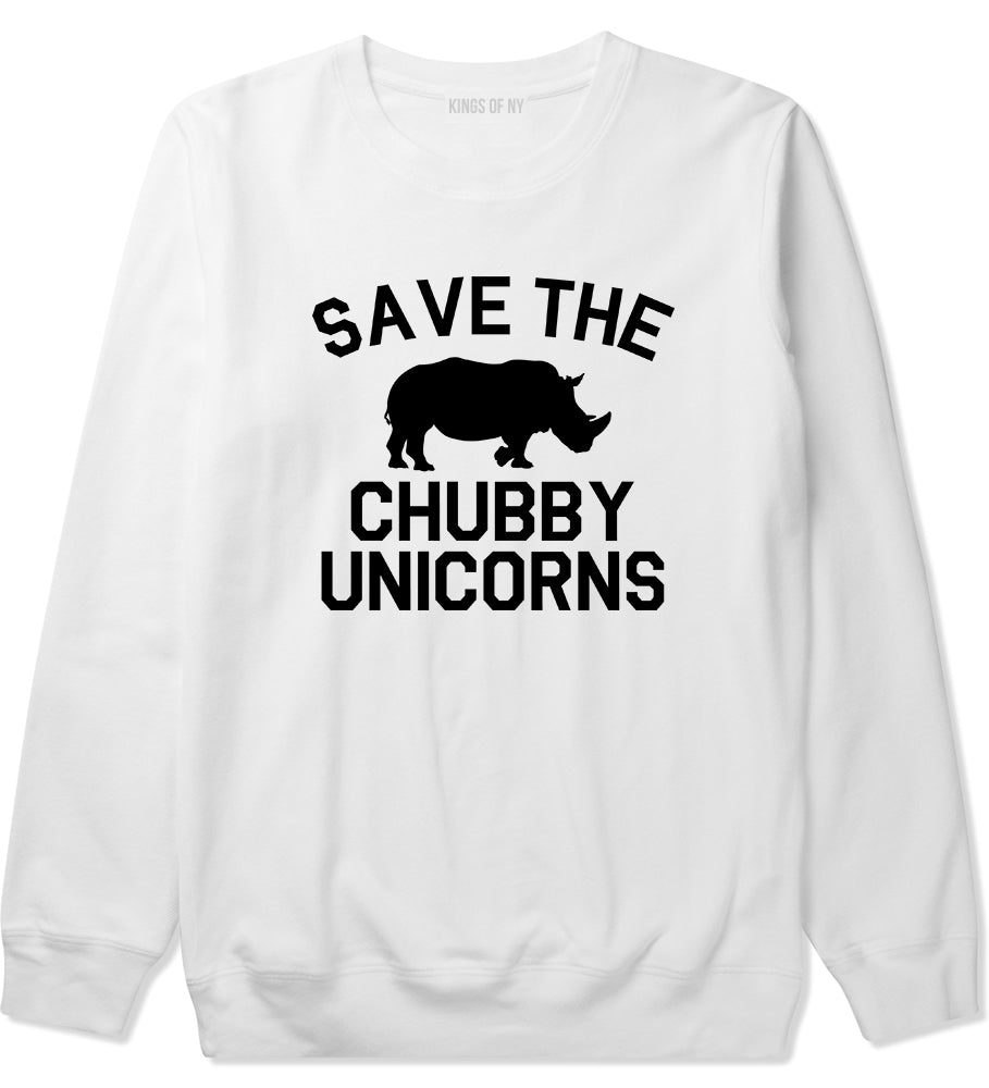 Save The Chubby Unicorns Funny Mens Crewneck Sweatshirt White