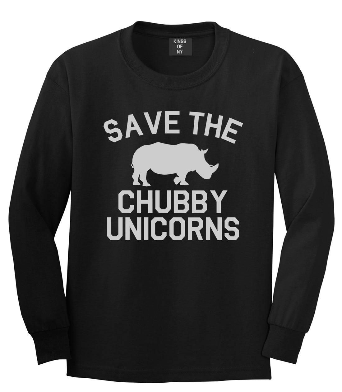 Save The Chubby Unicorns Funny Mens Long Sleeve T-Shirt Black