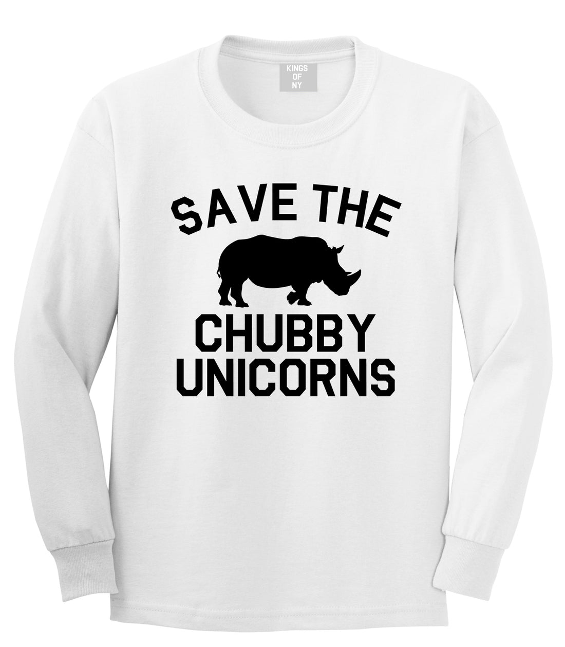 Save The Chubby Unicorns Funny Mens Long Sleeve T-Shirt White