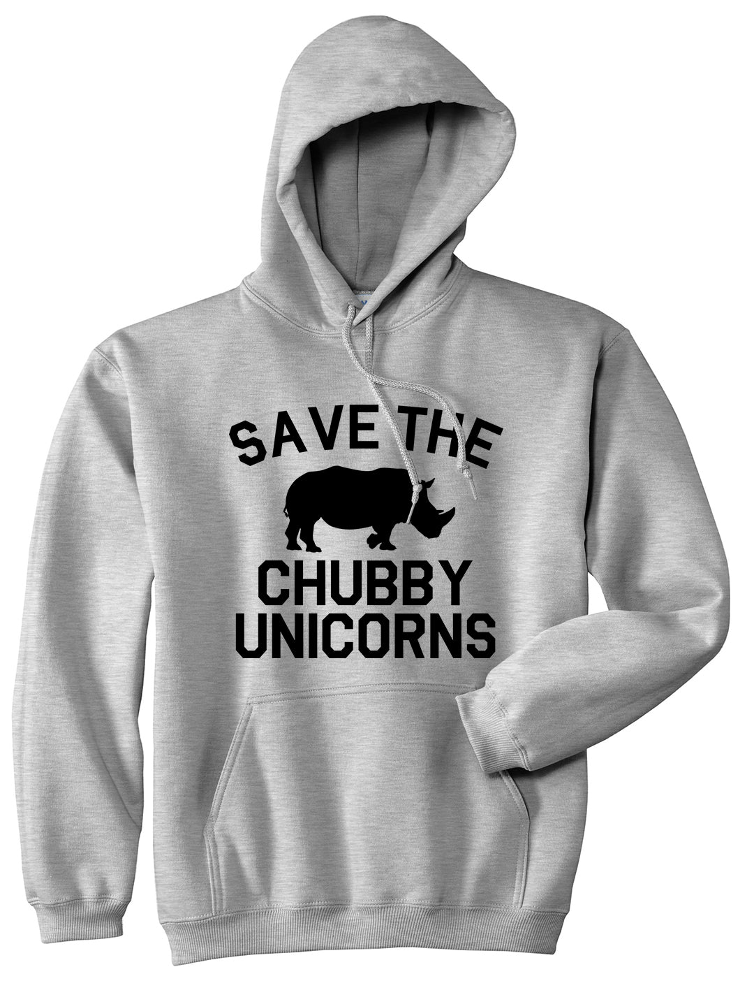 Save The Chubby Unicorns Funny Mens Pullover Hoodie Grey