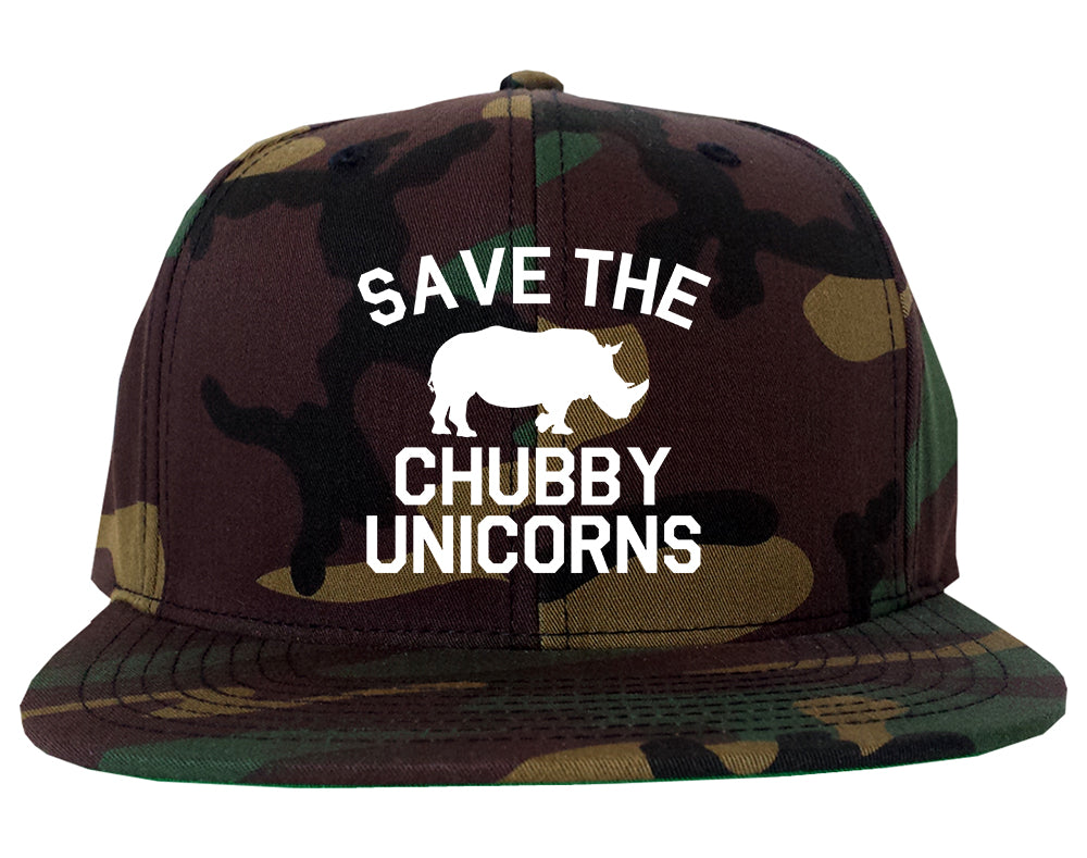 Save The Chubby Unicorns Funny Mens Snapback Hat Army Camo