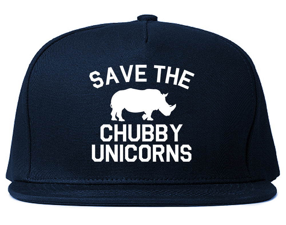 Save The Chubby Unicorns Funny Mens Snapback Hat Navy Blue