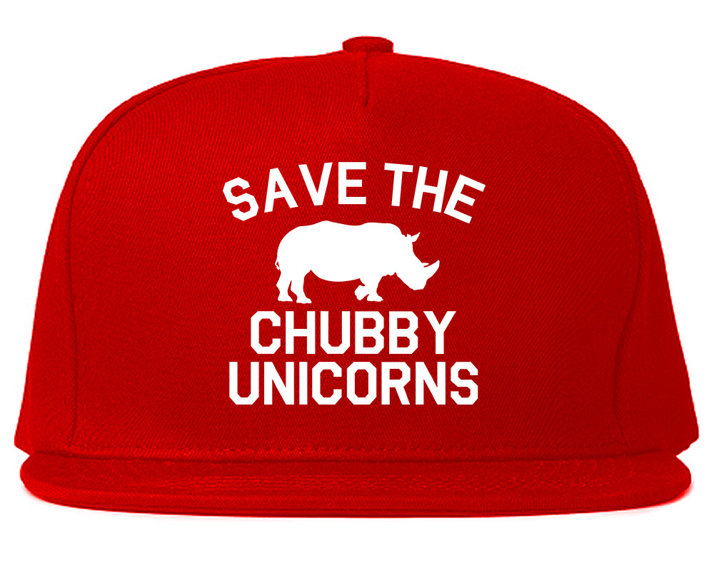 Save The Chubby Unicorns Funny Mens Snapback Hat Red
