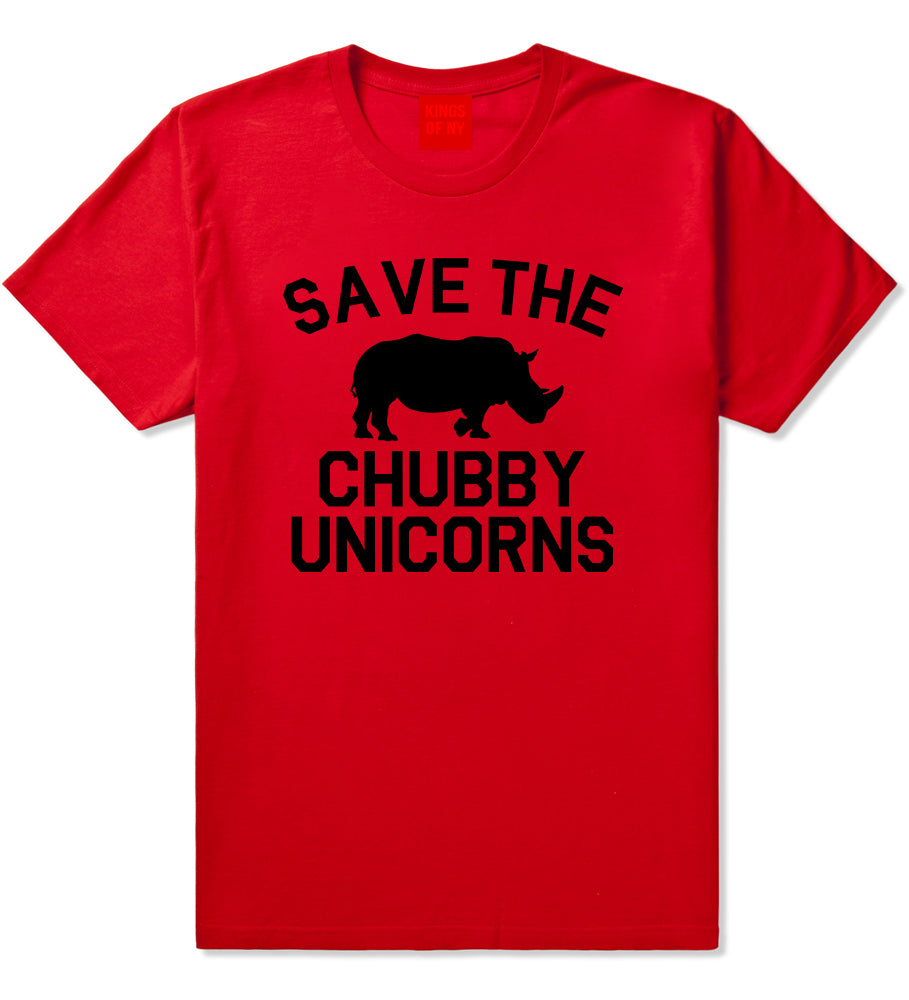 Save The Chubby Unicorns Funny Mens T-Shirt Red
