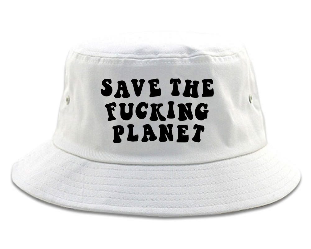 Save The Fucking Planet Mens Bucket Hat White