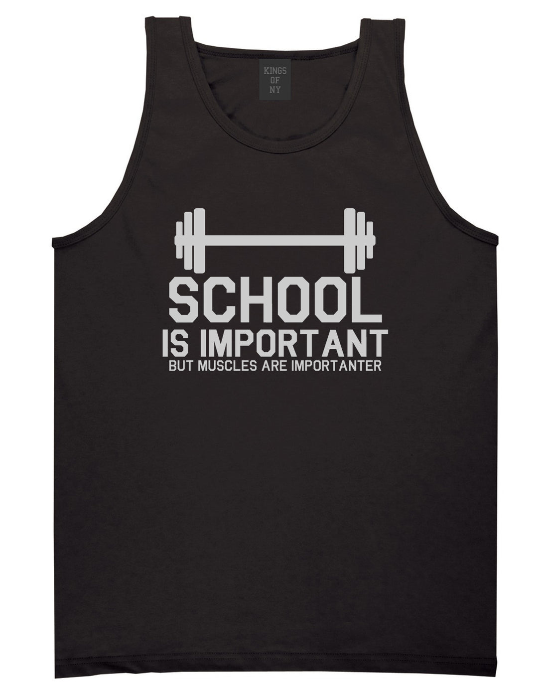 School Is Important But Muscles Are Importanter Funny Body Building Mens Tank Top T-Shirt Black
