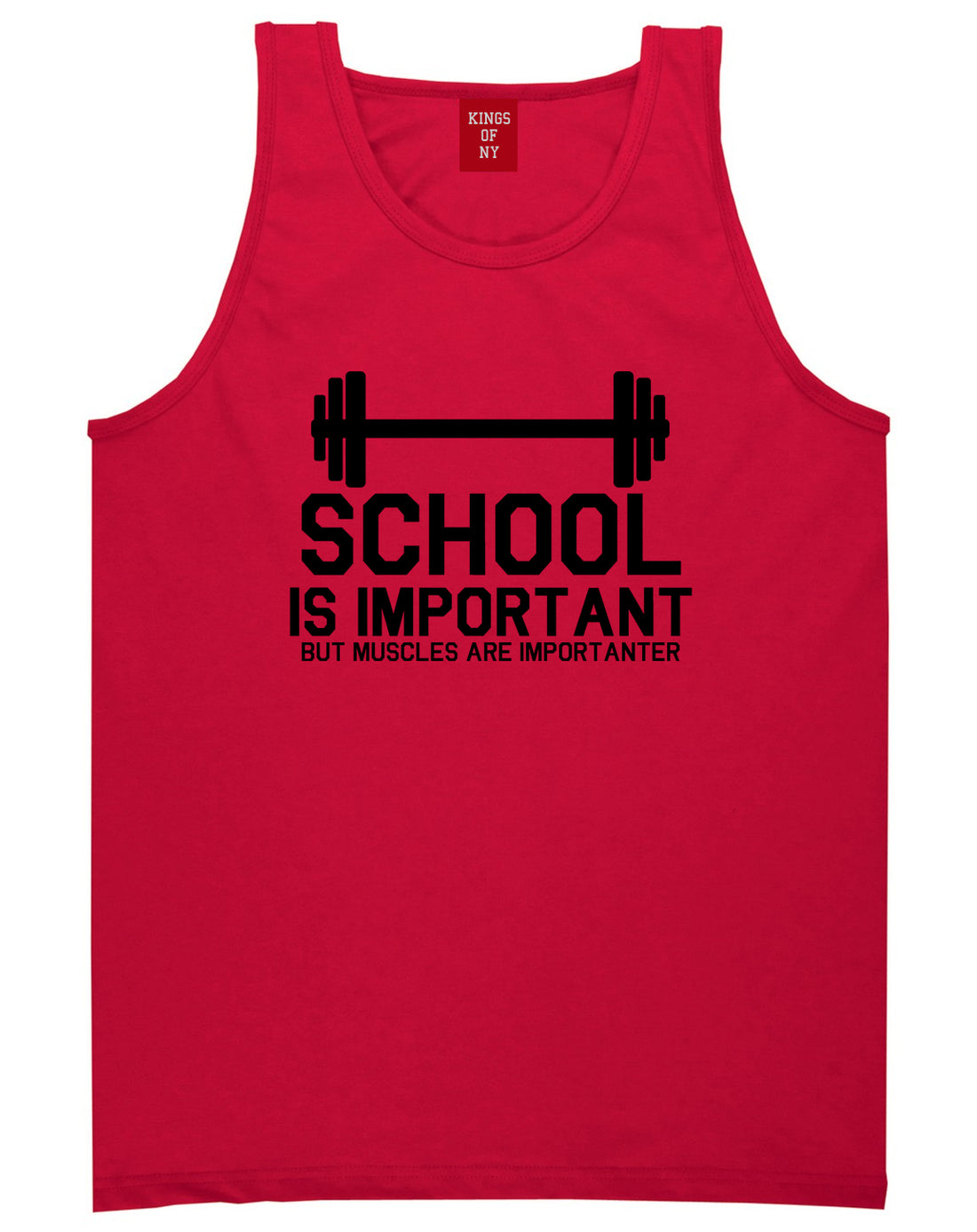 School Is Important But Muscles Are Importanter Funny Body Building Mens Tank Top T-Shirt Red