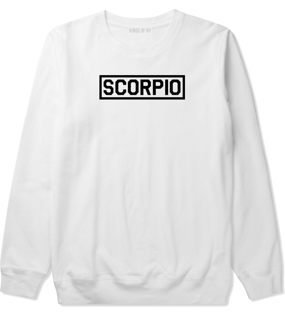 Scorpio Horoscope Sign Mens White Crewneck Sweatshirt by KINGS OF NY