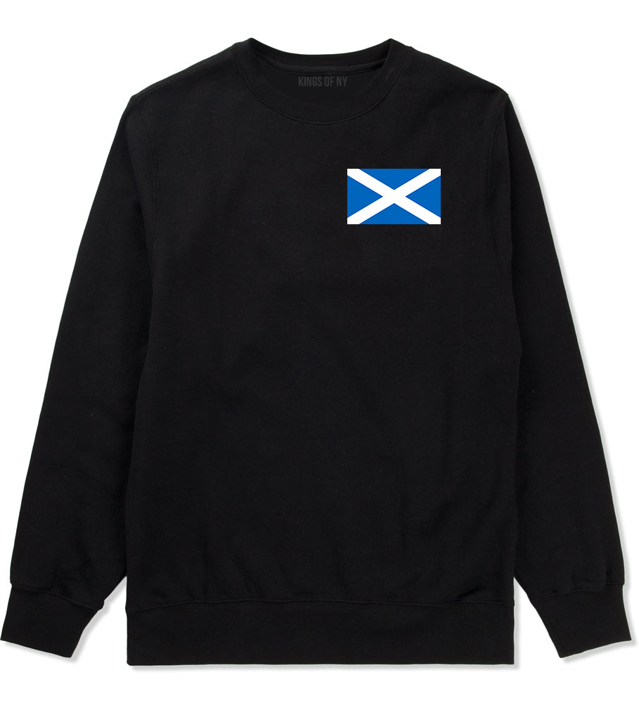 Scotland Flag Country Chest Black Crewneck Sweatshirt by Kings Of NY