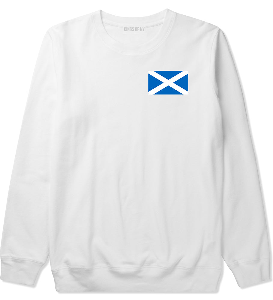 Scotland Flag Country Chest White Crewneck Sweatshirt by Kings Of NY