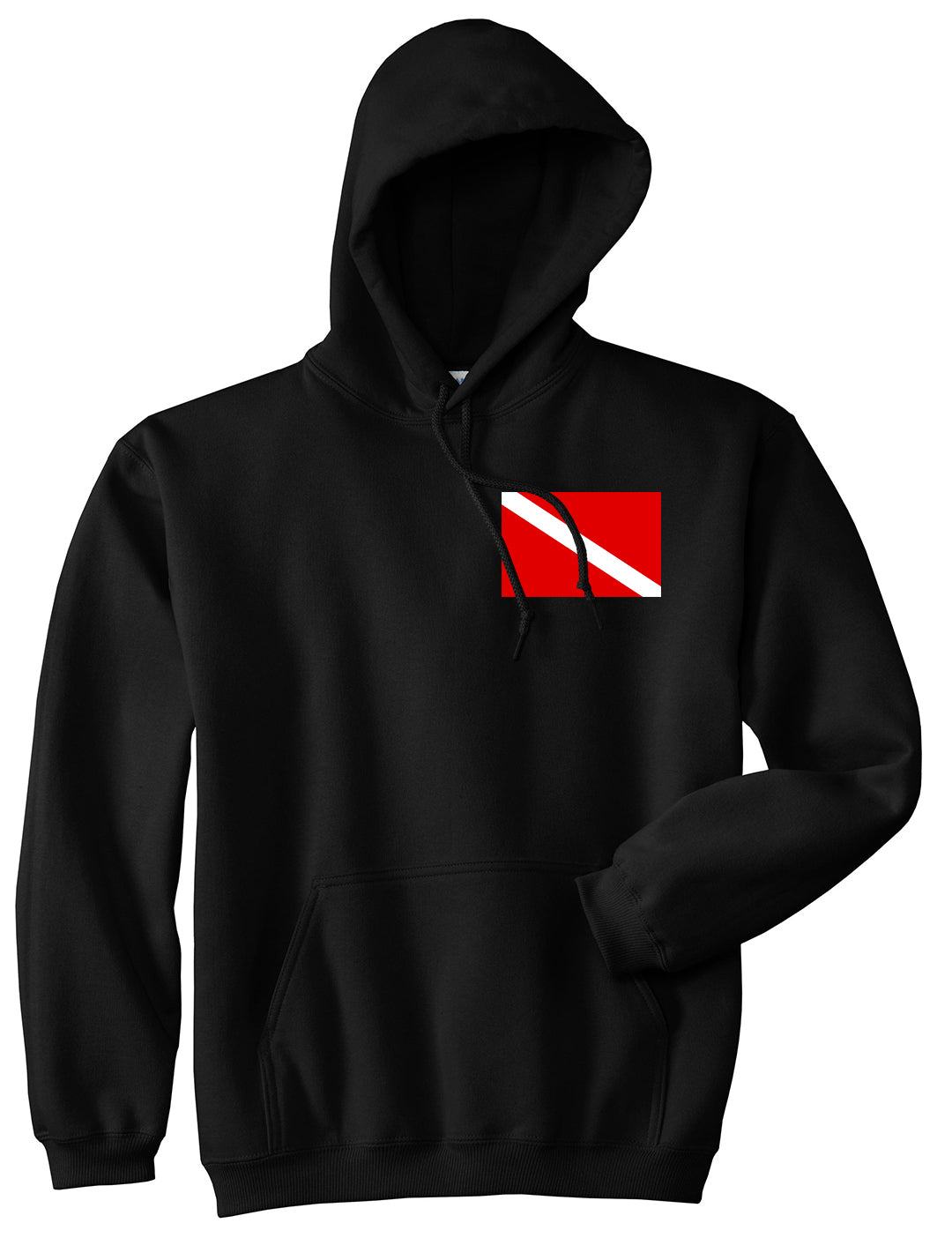 Scuba Dive Flag Chest Mens Black Pullover Hoodie by Kings Of NY