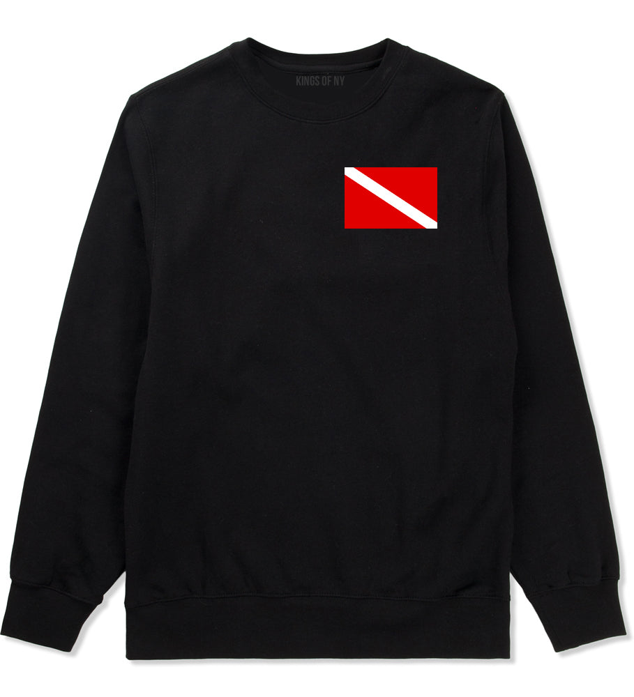 Scuba Dive Flag Chest Mens Black Crewneck Sweatshirt by Kings Of NY