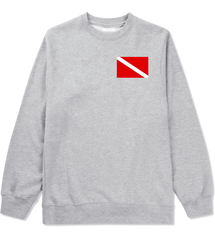 Scuba Dive Flag Chest Mens Grey Crewneck Sweatshirt by Kings Of NY