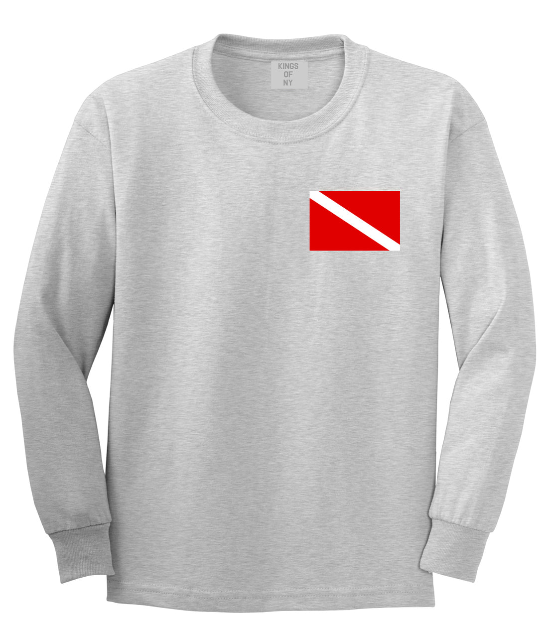 Scuba Dive Flag Chest Mens Grey Long Sleeve T-Shirt by Kings Of NY