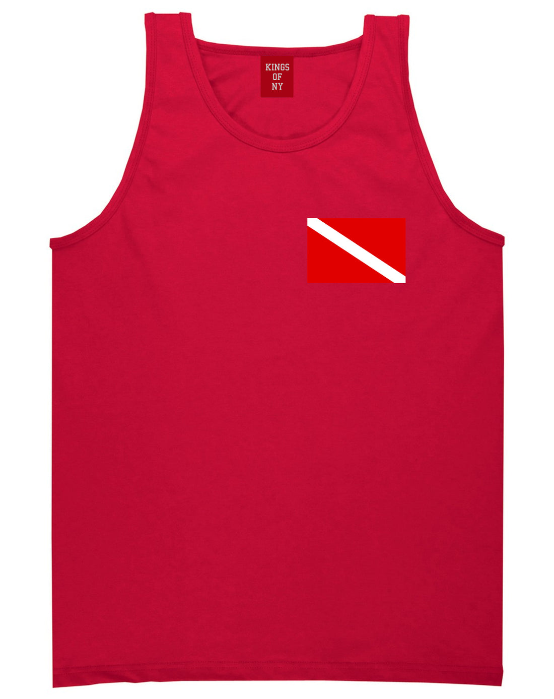 Scuba_Dive_Flag_Chest Mens Red Tank Top Shirt by Kings Of NY
