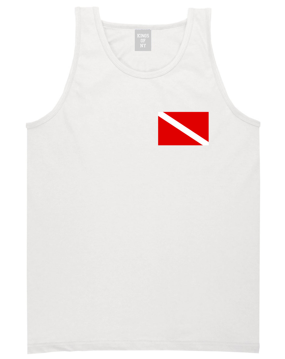 Scuba_Dive_Flag_Chest Mens White Tank Top Shirt by Kings Of NY