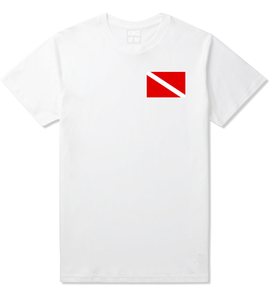 Scuba_Dive_Flag_Chest Mens White T-Shirt by Kings Of NY