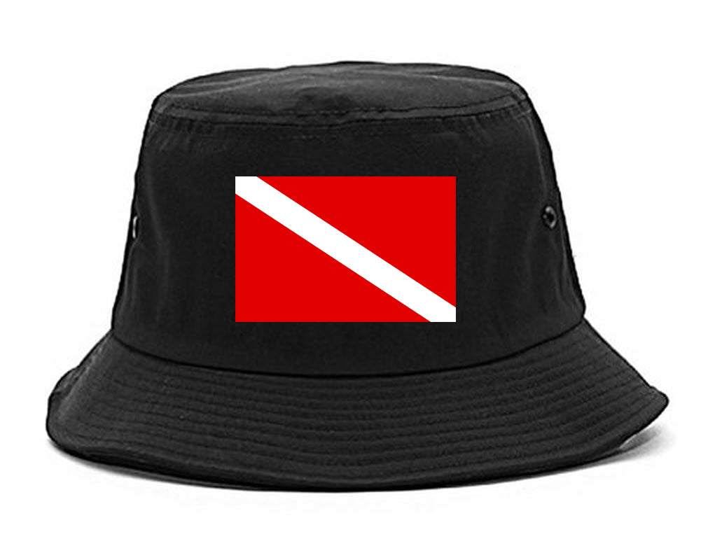 Scuba_Dive_Flag_Chest Mens Black Bucket Hat by Kings Of NY