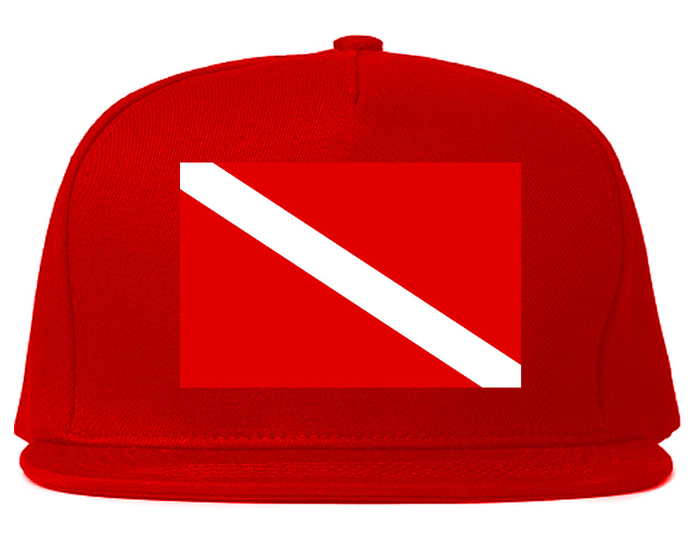 Scuba_Dive_Flag_Chest Mens Red Snapback Hat by Kings Of NY